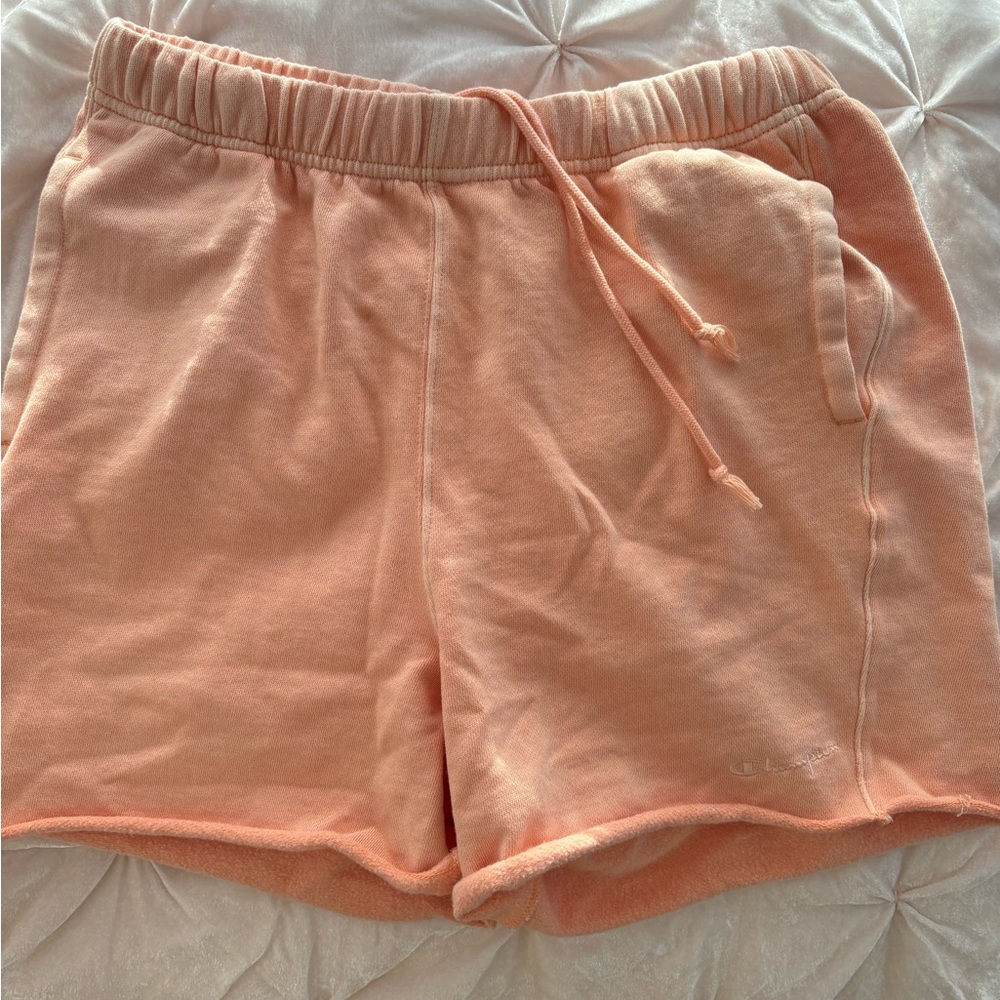 women's peach cotton champion shorts M euc